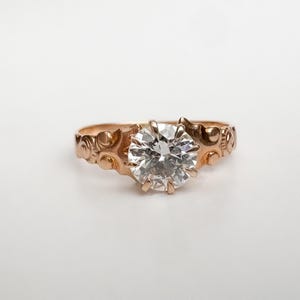 Antique Victorian Era 10K Rose Gold Diamond Engagement Ring - Size 6.5 US