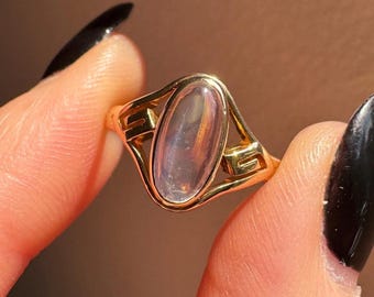 Antique Art Nouveau Era 10K Yellow Gold Moonstone Ring - Size 6.75 US
