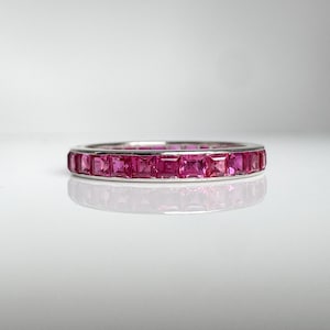 Modern Platinum Ruby Eternity Stacking Band - Size 7.5 US