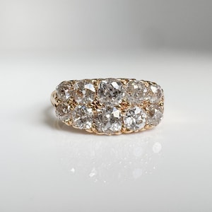 Antique Victorian Era 18K Yellow Gold Old Cut Diamond Ring - Size 7.75 US