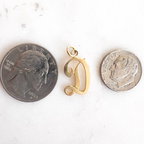 Vintage Letter D Charm - 14K Yellow Gold - Script… - image 7