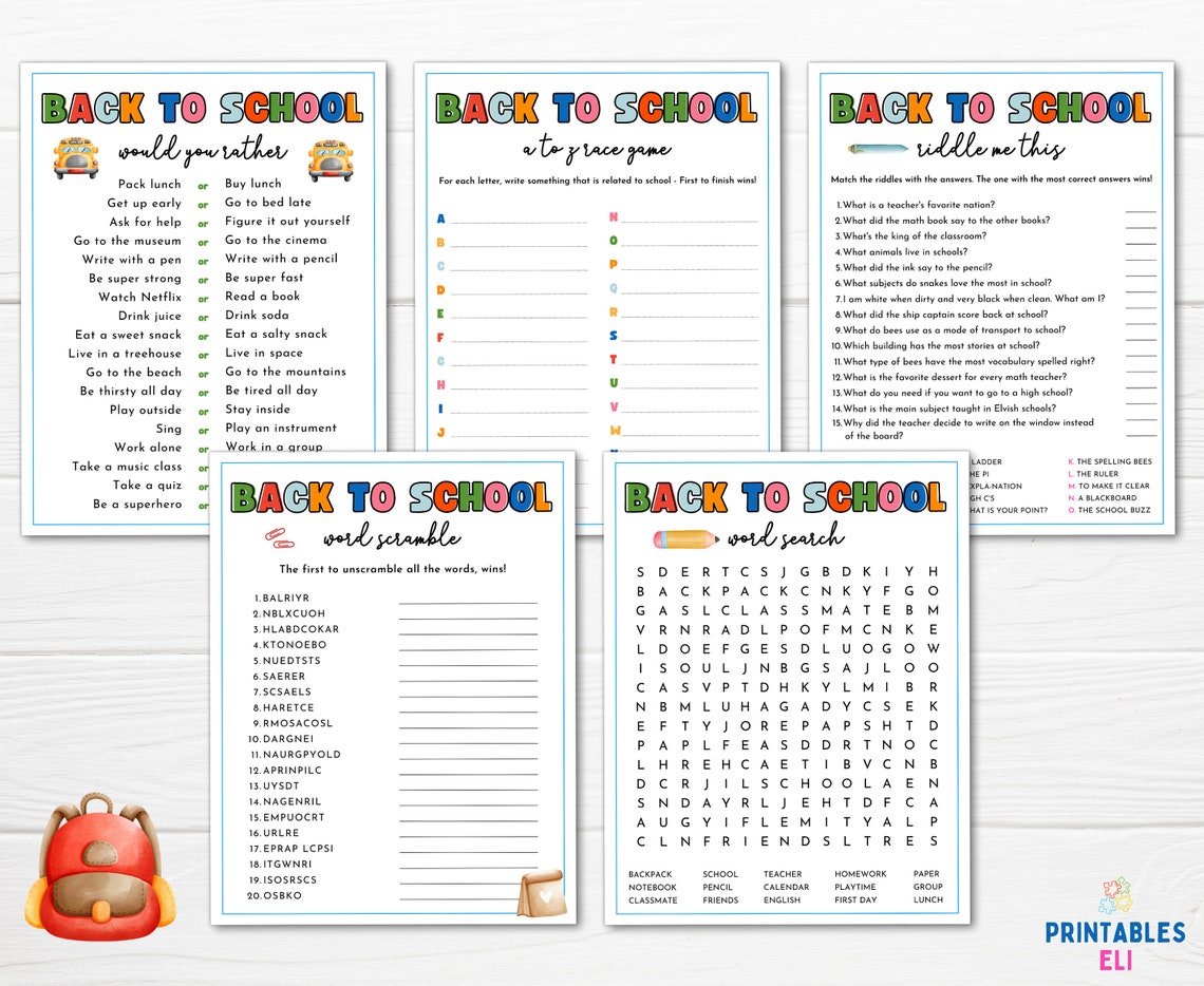 Back to School Games Bundle Printable Back to School Games - Etsy
