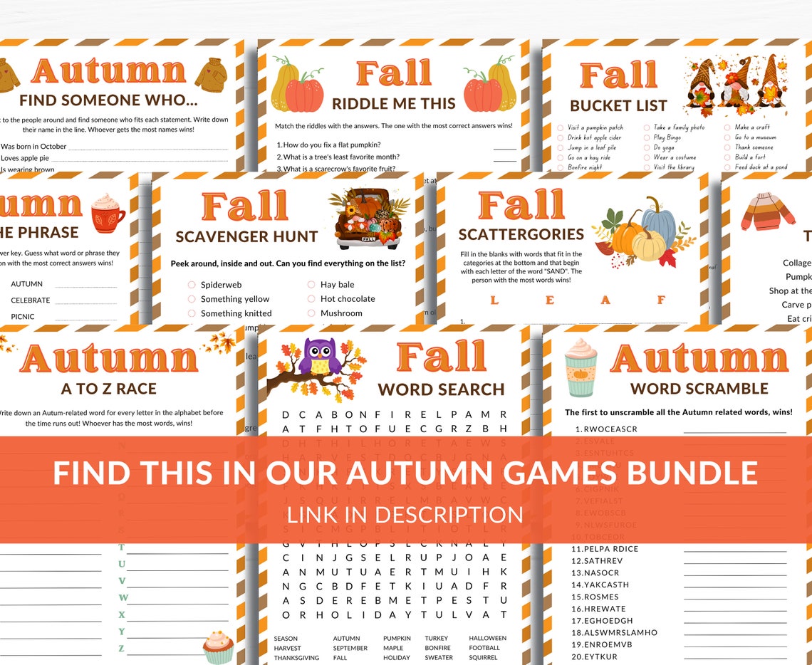 Autumn Riddle Me This Printable Game Family Fall Game - Etsy