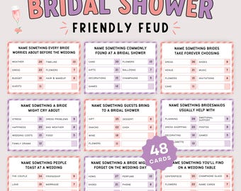 Bridal Shower Friendly Feud Game | Wedding Shower Party Game | Family Feud Style Printable | Bridal Shower Games