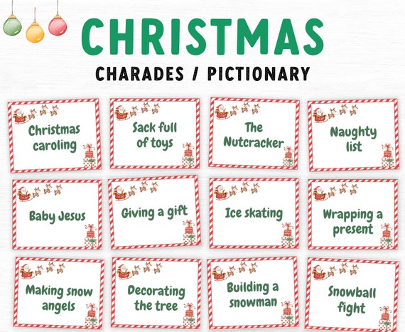 Christmas Charades Printable Game, Charades Cards, Christmas Pictionary,  Printable Christmas Party Game, Christmas Printable Family Game - Etsy  Israel
