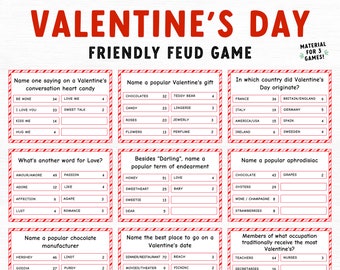 Valentines Day Friendly Feud Game, Couples Quiz Trivia Night, Family Feud Quiz, Family Game, Printable Valentines Day Game, Valentines Party