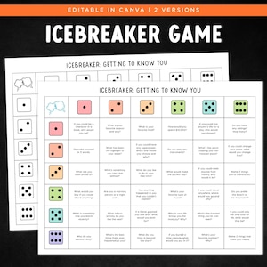 Icebreaker Game, Getting to Know You Game, Icebreaker Activity, Team Building Game, Dice Game, Roll and Tell Game, Icebreaker Question