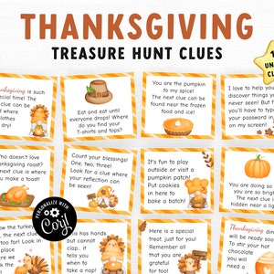 Editable Thanksgiving Treasure Hunt for Kids, Treasure Hunt Clues ...