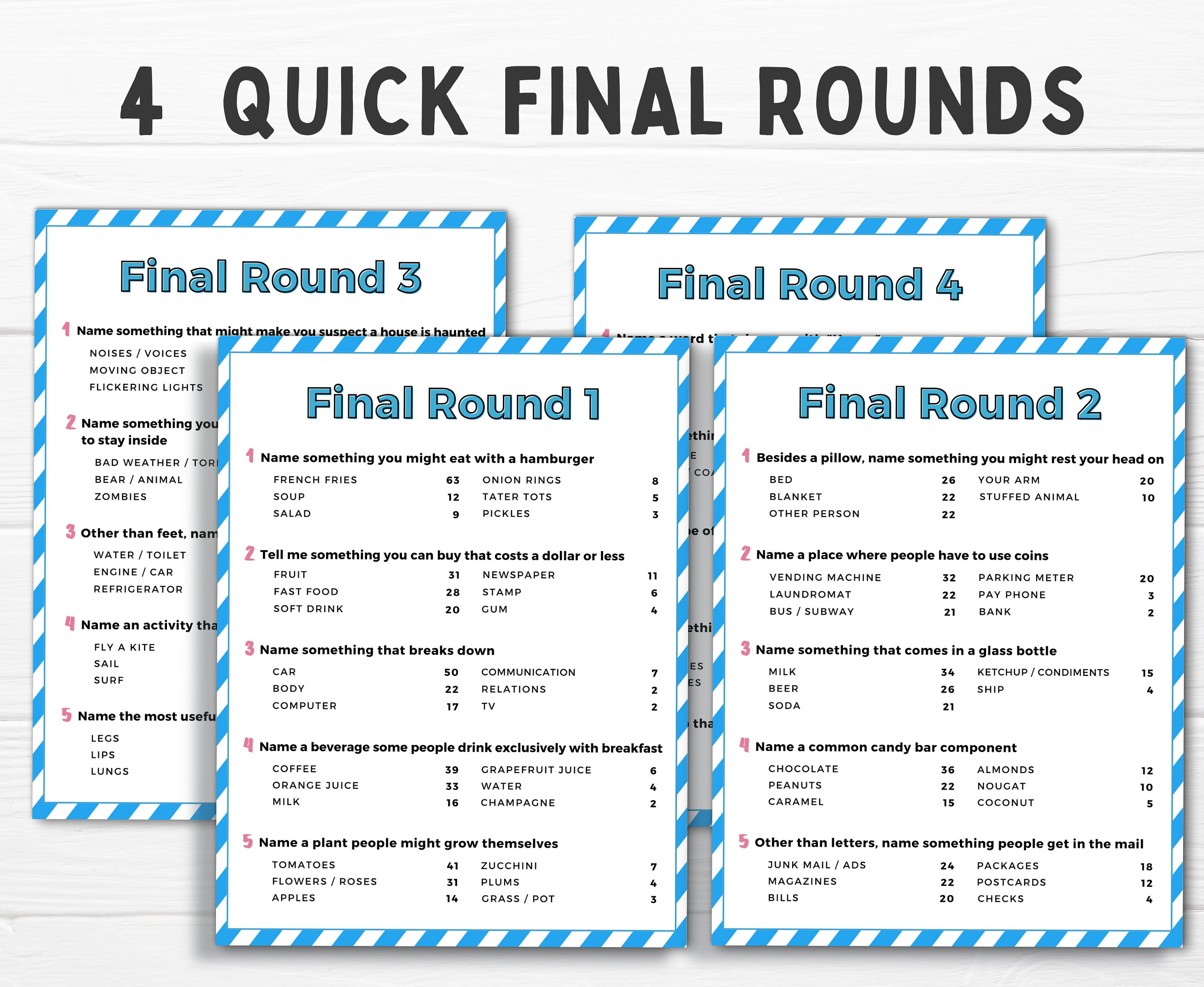 Family Feud Game Printable Family Game Night Family Quiz - Etsy