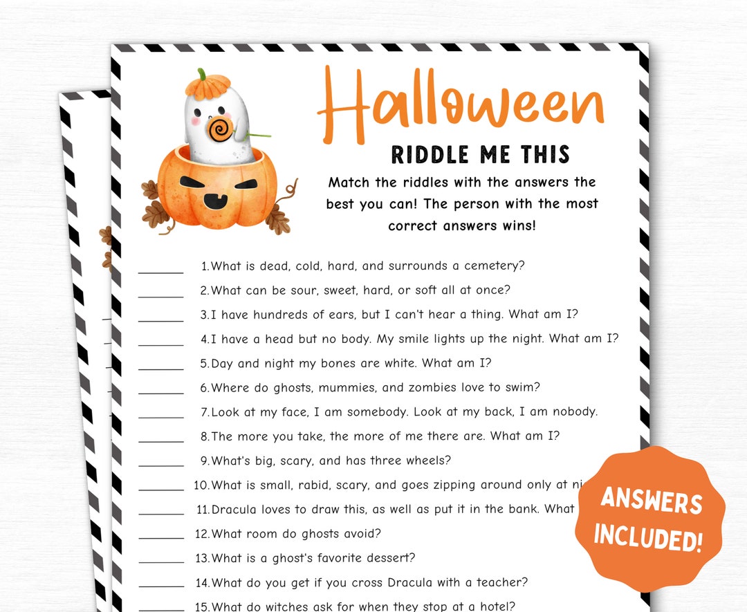 Halloween Riddle Me This Game Printable Halloween Party Game