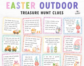 Outdoor Easter Treasure Hunt clues, Easter Scavenger Hunt for kids, Easter Printable Game for Kids, Printable eggs hunt clue, Easter game