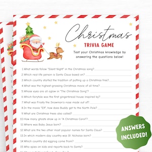 クリスマス トリビア ゲーム 大人、印刷可能なクリスマス ファミリー ゲーム、クリスマス クイズ、印刷可能なホリデー パーティー ゲーム、印刷可能なクリスマス パーティー クイズ