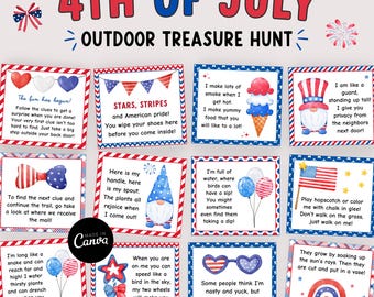 4th of July Treasure Hunt, Printable Scavenger Hunt, Independence Day Game, Editable Canva Template, Patriotic Party Game, Outdoor Game