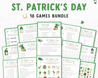18 St. Patrick's Day Games Printable Bundle, Patrick's Day Party Games Printable, Classroom Activities, Printable Paddy's Day Activities