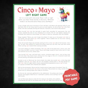Juego de izquierda a derecha del Cinco de Mayo, Juego de intercambio de regalos, Juego de fiesta mexicana imprimible, Juego imprimible del Cinco de Mayo, Juegos imprimibles