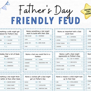 Father&#39;s Day Friendly Feud Game, Trivia Night, Printable Family Feud Quiz, Family Game, Printable party group game, Dad birthday activity