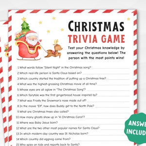 Christmas Trivia Game Adults Printable Christmas Family Game - Etsy
