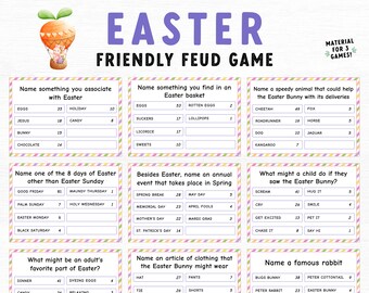 Easter Friendly Feud Party Game Cards - Family Feud Quiz, Holiday Party Game For Adults & Kids