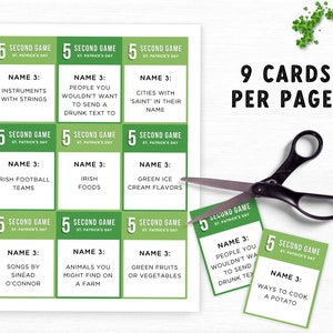 St. Patricks Day 5 Second Game Printable, Party Game, Printable St ...