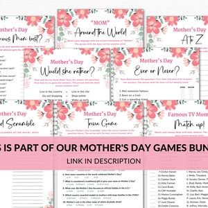 Mother's Day Trivia Game Printable Mothers Day Quiz - Etsy Canada