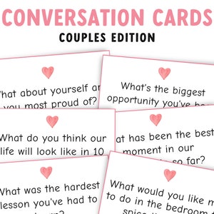 100 Conversation starters cards for couples, Couples Question Cards, Couple Conversation Cards,  Relationship Questions, Anniversary Gift