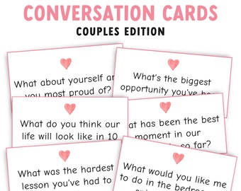 100 Conversation starters cards for couples, Couples Question Cards, Couple Conversation Cards,  Relationship Questions, Anniversary Gift