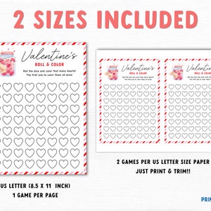 Roll and Color Valentines Day Printable Game, Valentines Activity for ...