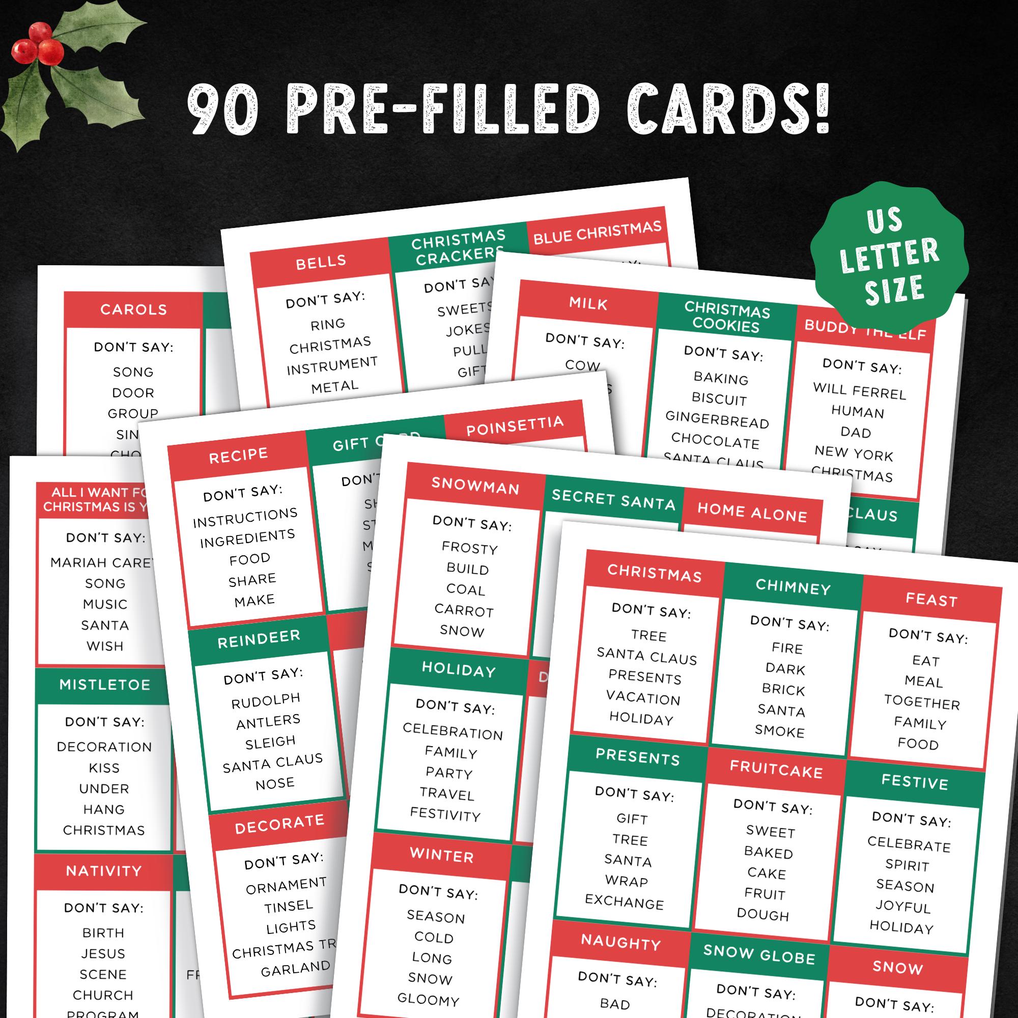 Christmas Taboo Game, Family Party Game, Printable Christmas Family ...