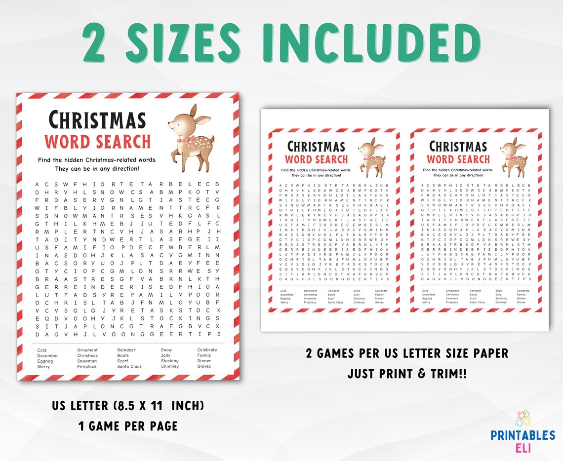 Christmas Word Search Game Printable Christmas Game - Etsy