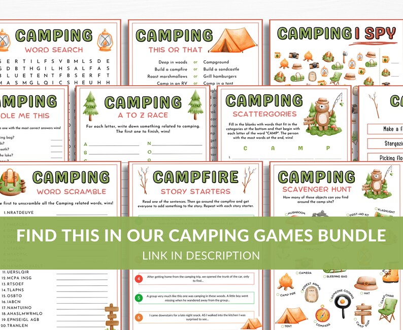 Camping Word Search Printable Game Printable Camping Game for Etsy