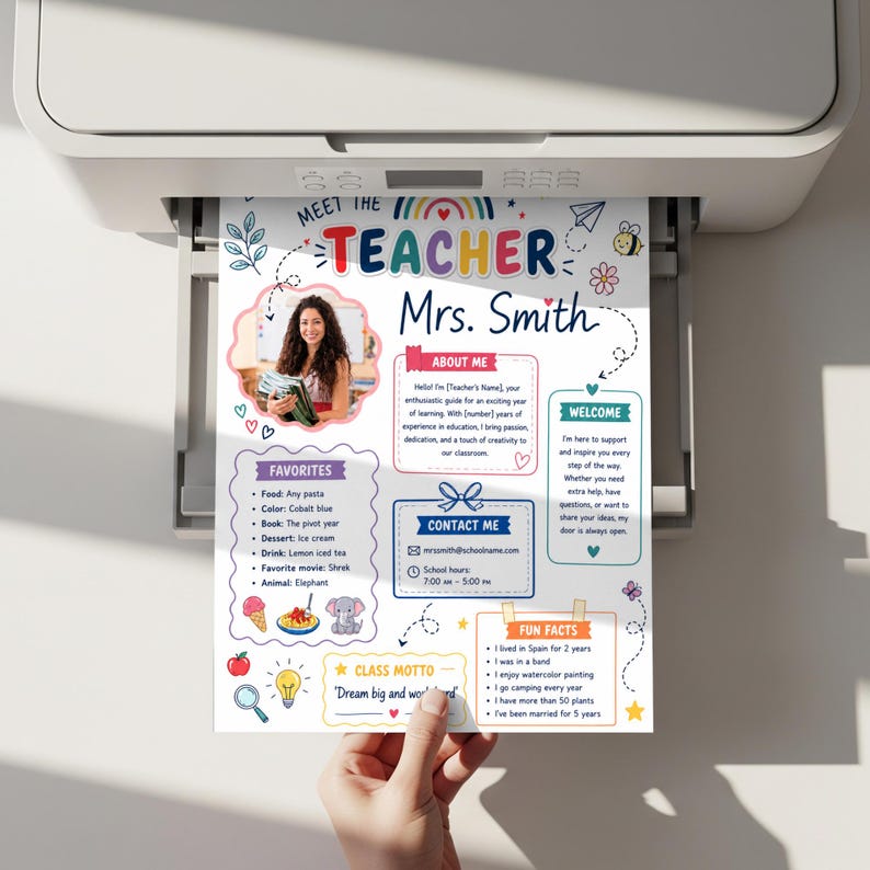 Editable Meet the Teacher Template Canva | Back to School Teacher ...