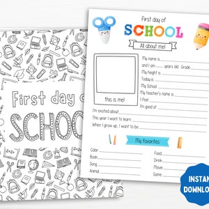 First Day of School Printable, Back to School Questionnaire Template, Printable Back to School Activity, School Interview,Classroom Activity