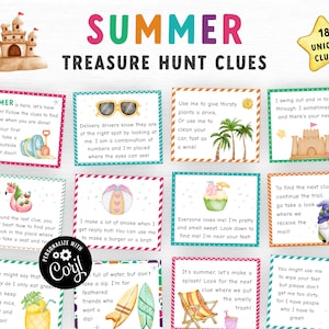 Editable Summer Scavenger Hunt for kids, Outdoor Treasure Hunt clues, Outdoor summer game printable, Printable Scavenger Hunt Clues