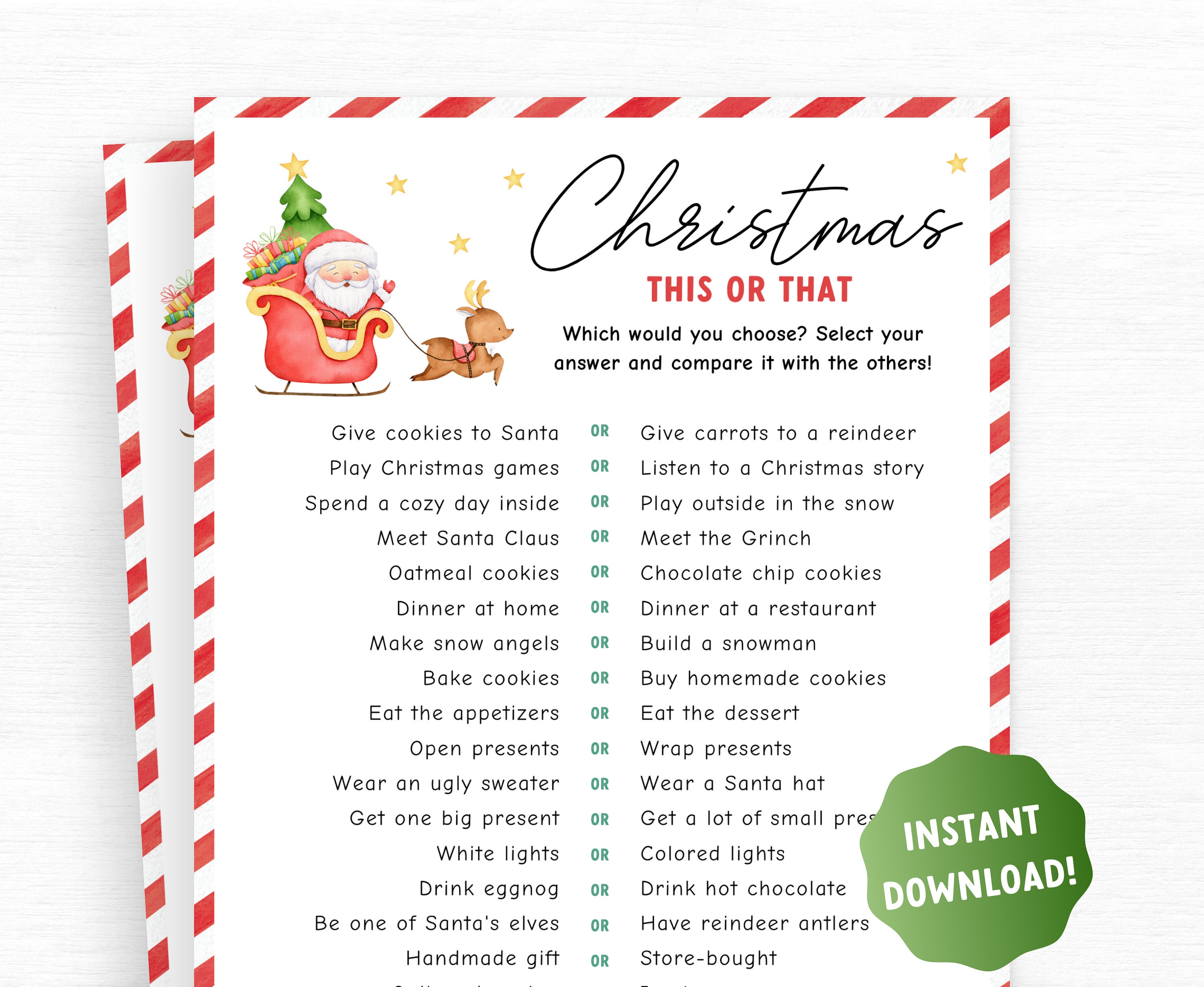 Christmas This or That Printable Game, Christmas Party Game Printable ...