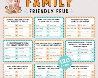 Family Friendly Feud Game Printable | Family Game Night | Party Game for Large Groups | Family Gathering Activity | Family Trivia Game