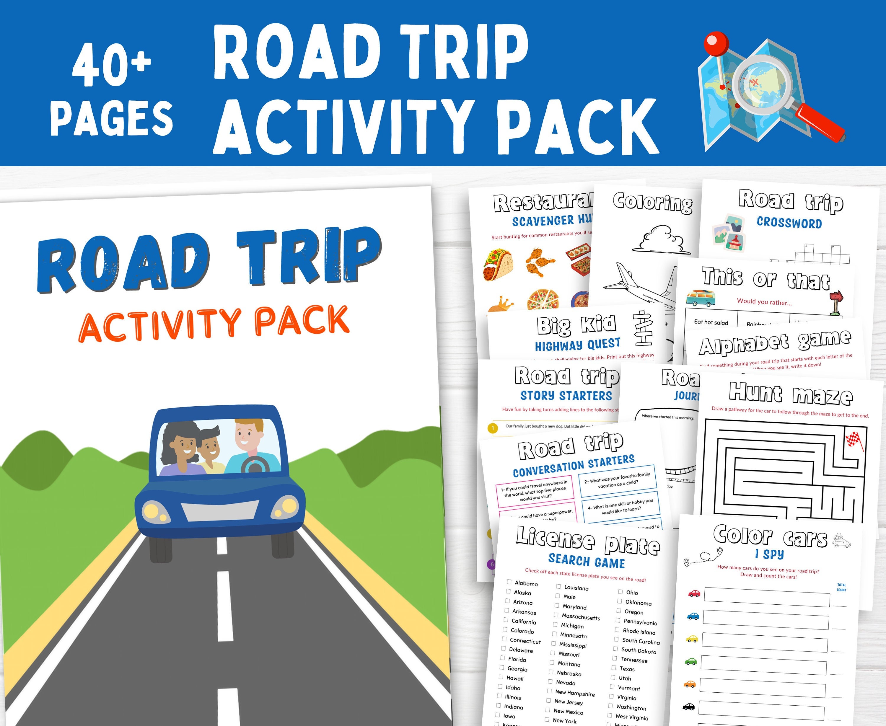 Printable Kids Travel Activities, Kids Travel Game, Travel Busy
