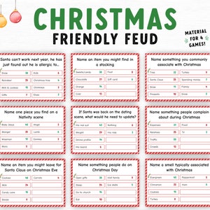 Christmas Friendly Feud Game , Christmas Party Game Printable, Family Feud Quiz, Family Game, Holiday Game, Printable Christmas