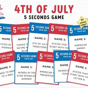 Deuxième jeu du 5 juillet à imprimer, jeu de société, jeu de famille patriotique à imprimer, jeu de cartes à imprimer du 4 juillet
