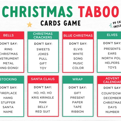Christmas Taboo Game Family Party Game Printable Christmas - Etsy
