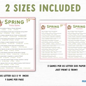 Spring Gift Questionnaire Spring Trivia Game Adults, Printable Spring Trivia, Spring Quiz for ...