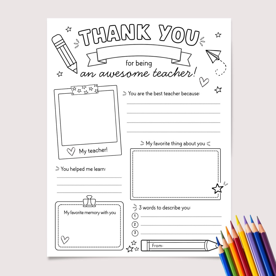 Teacher Appreciation Week Printable Card | Thank You Teacher Printable ...