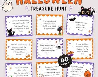 Búsqueda del tesoro de Halloween para niños / Búsqueda del tesoro de Halloween imprimible / Pistas para interiores y exteriores / Juego para fiestas de Halloween / Actividad para niños