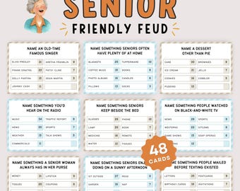 Senior Friendly Feud Game, Senior Citizen Party Game, Retirement Home Activity, Group Game for Senior Citizens, Senior Birthday Games