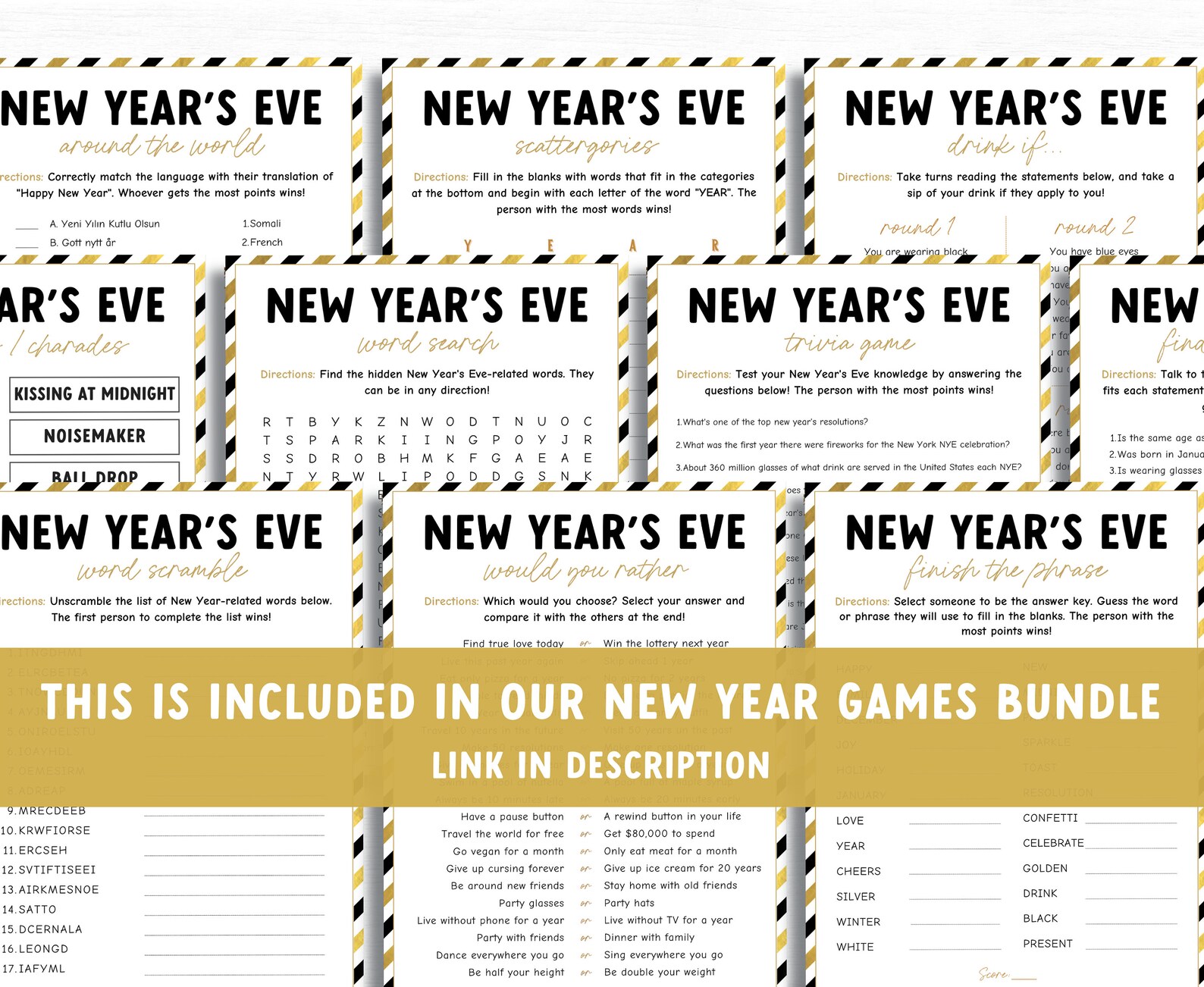 New Years Eve Would You Rather Printable Game, New Year Party Game ...