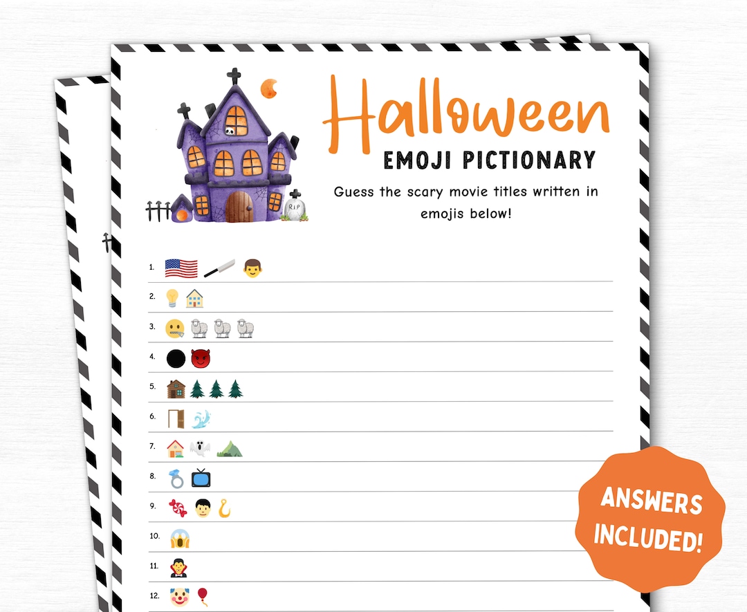 Halloween Horror Movie Emoji Quiz, Halloween Activity, Printables Emoji