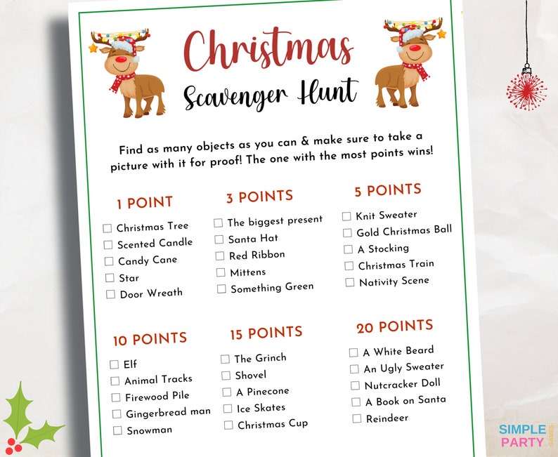Christmas Scavenger Hunt Printable Christmas Game Scavenger - Etsy