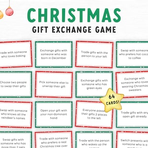 Christmas Gift Exchange Game, Printable Christmas Party Game, White ...