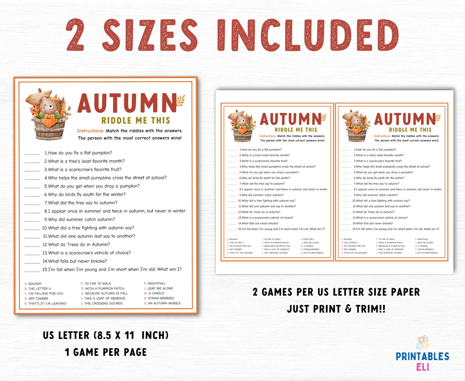 Autumn Riddle Me This Printable Game, Family Fall Game Printable ...