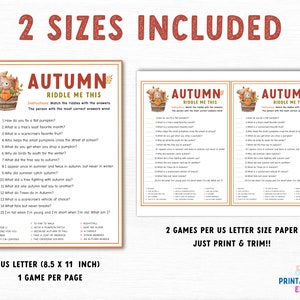 Autumn Riddle Me This Printable Game, Family Fall Game Printable ...