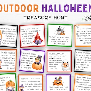 Outdoor Halloween Treasure Hunt, Halloween Scavenger Hunt for Kids, Printable Halloween Kids Activity, Printable Halloween Game Clues